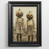 Pumpkin Head Kids, Halloween Poster, Wall Decor. Unframed